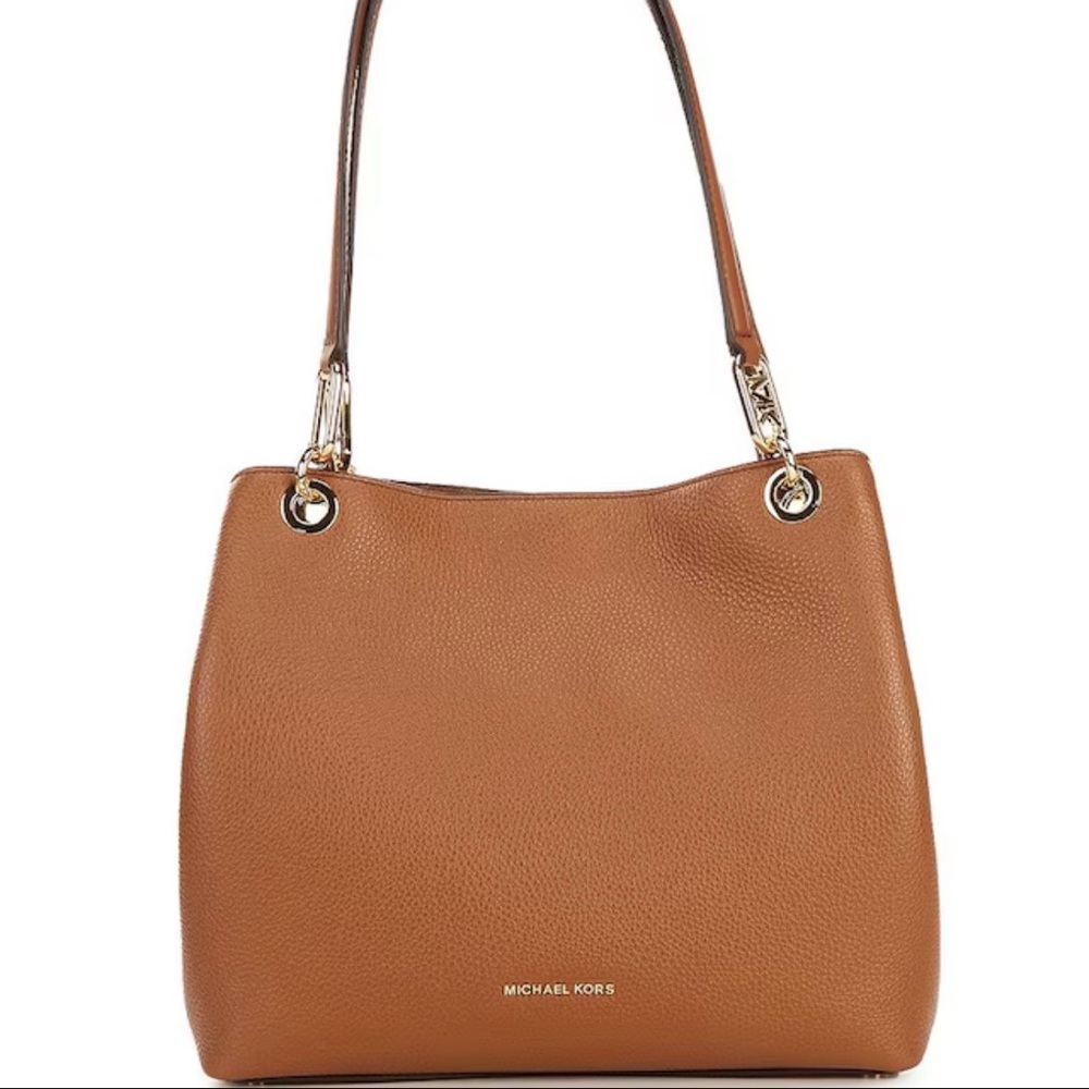 Michael Kors Kensington Large leather Shoulder Tote, color luggage, like new